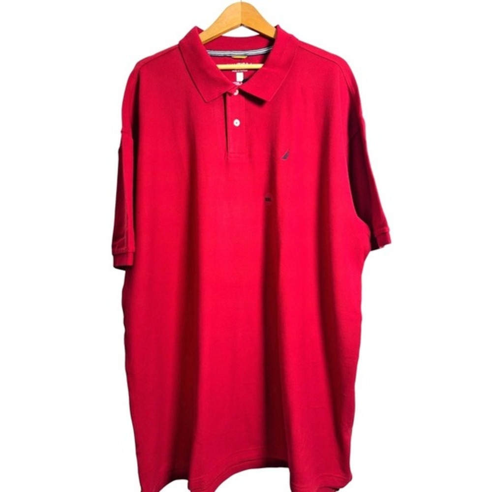NEW Nautica Polo Shirt Mens 3XL Polo Red Short Sleeve Cotton Pique‎ Logo KR8554